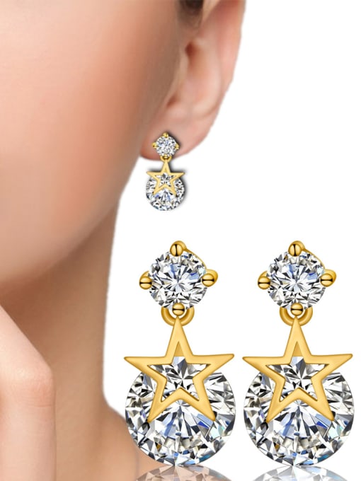 Ya Heng Elegant Exquisite Star Zircons Fashion Drop Earrings 1