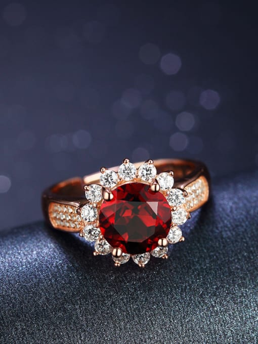 Deli Fashion Ruby Gemstone Flowery Engagement Ring 2