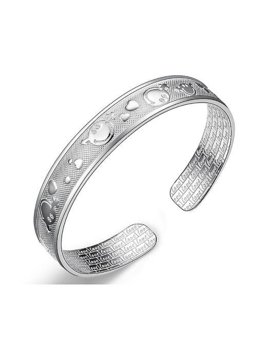 JIUQIAN Fashion 999 Silver Smiling Faces Opening Bangle