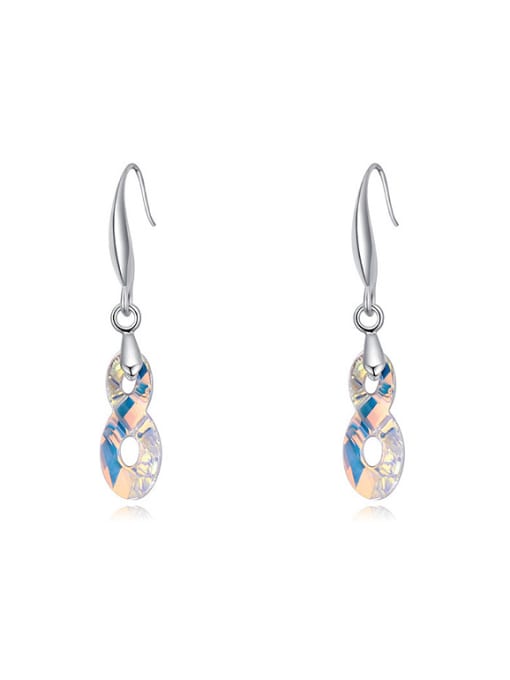QIANZI Simple Eight-shaped austrian Crystals Alloy Earrings 1