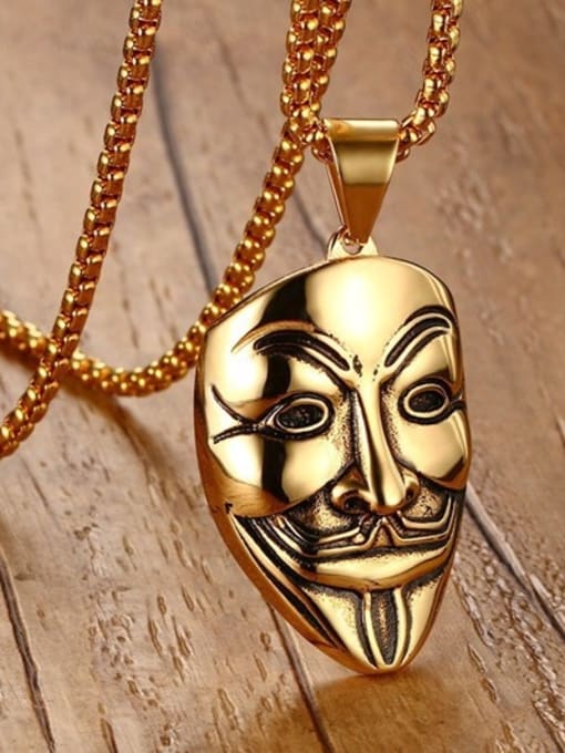 CONG Personality Gold Plated Mask Shaped High Polished Pendant 1