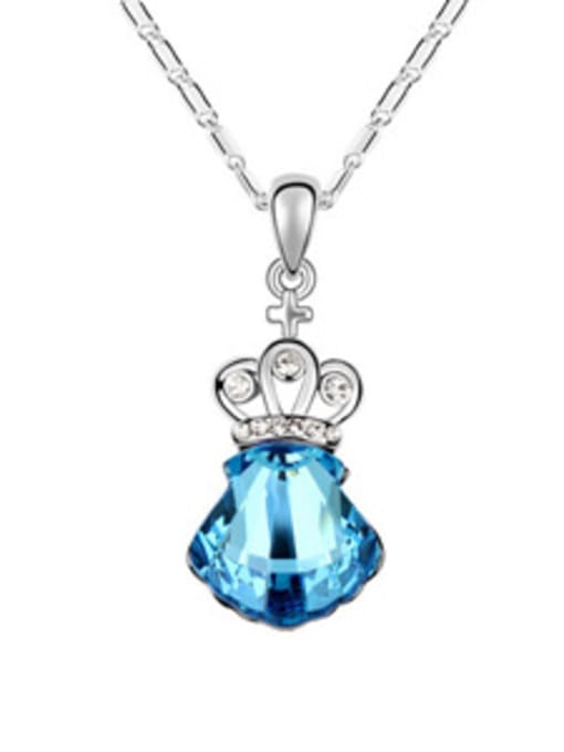 light blue Simple Little Crown Shell-shaped austrian Crystal Alloy Necklace
