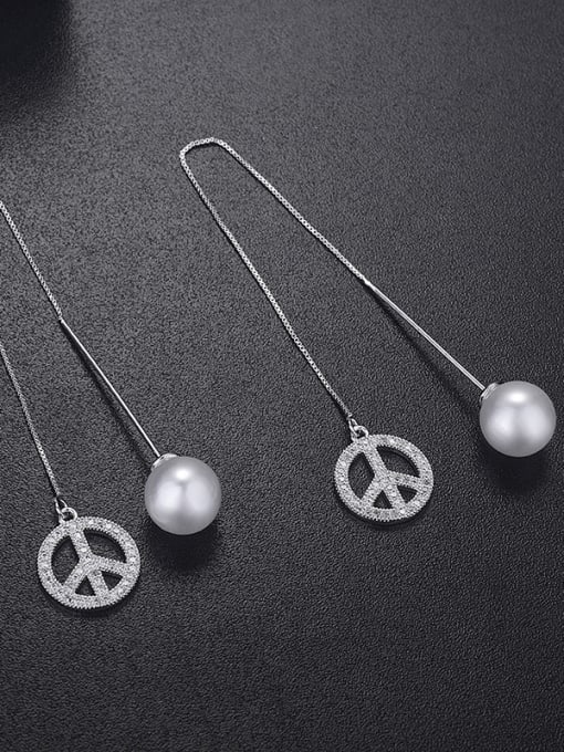 ALI Fashion simple circle aircraft zircon imitation pearl earrings 0