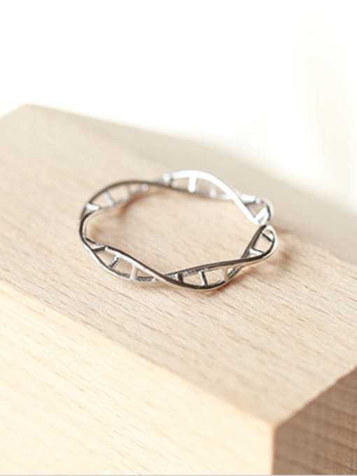 Peng Yuan Simple Personalized Twisted 925 Silver Opening Ring 0