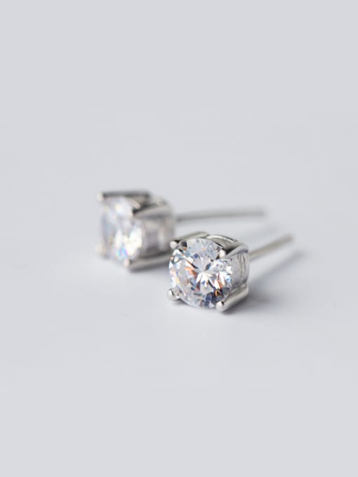 Rosh S925 Simple Claw Single Zircon lovers Studs stud Earring 1