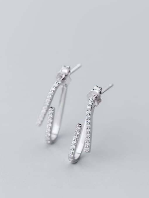 Rosh 925 Sterling Silver With Silver Plated Personality J Irregular Line Geometry Earrings 1