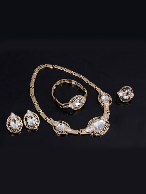 BESTIE Alloy Imitation-gold Plated Vintage style Stone Oval Four Pieces Jewelry Set 1