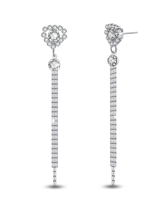 Ya Heng Beautiful Long Fashion White Gold Plated Drop Earrings