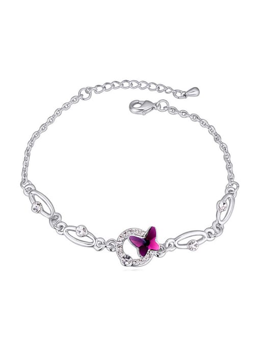 Purple Simple Butterfly austrian Crystals Platinum Plated Bracelet