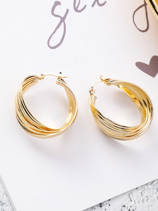 Girlhood Alloy With 18k Gold Plated Trendy Square Hoop Earrings 0