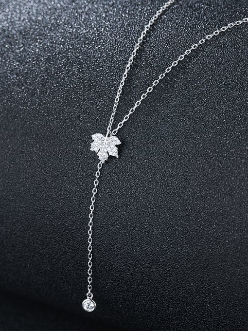 UNIENO 925 Sterling Silver With Platinum Plated Cute Maple  Leaf Necklaces 1