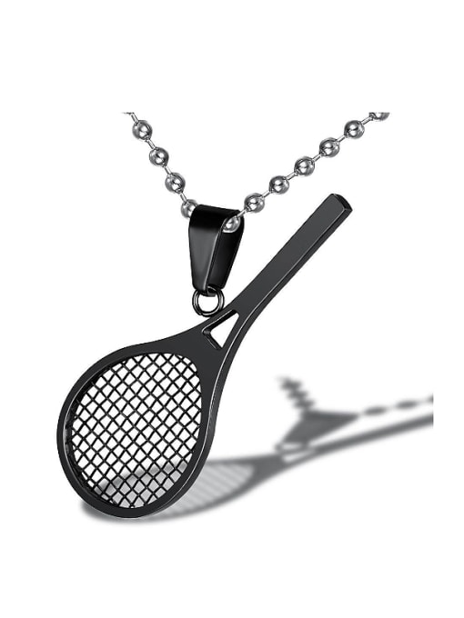 Black Personalized Tennis Racket Pendant Titanium Men Necklace