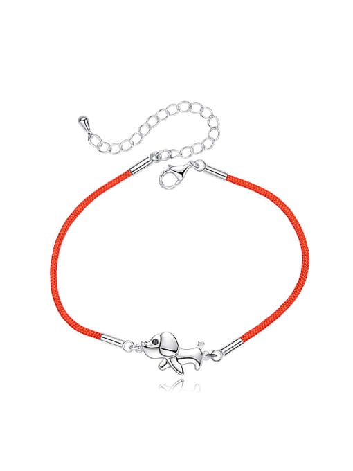 CEIDAI Simple Little Dog Red Rope 925 Silver Bracelet 0