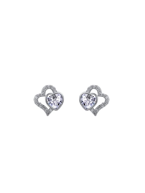XP Copper Alloy White Gold Plated Fashion Heart Crystal stud Earring 0