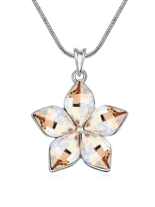 QIANZI Simple austrian Crystals Flowery Pendant Alloy Necklace 3