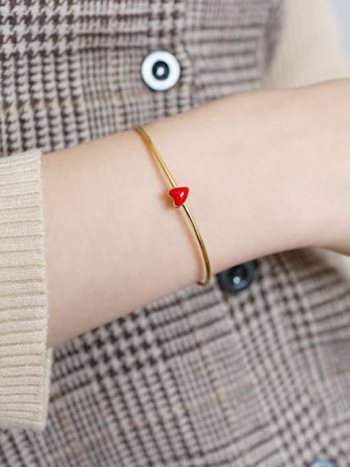 DAKA Pure silver Fashion Red Epoxy Love Gold Plated Bracelet 2
