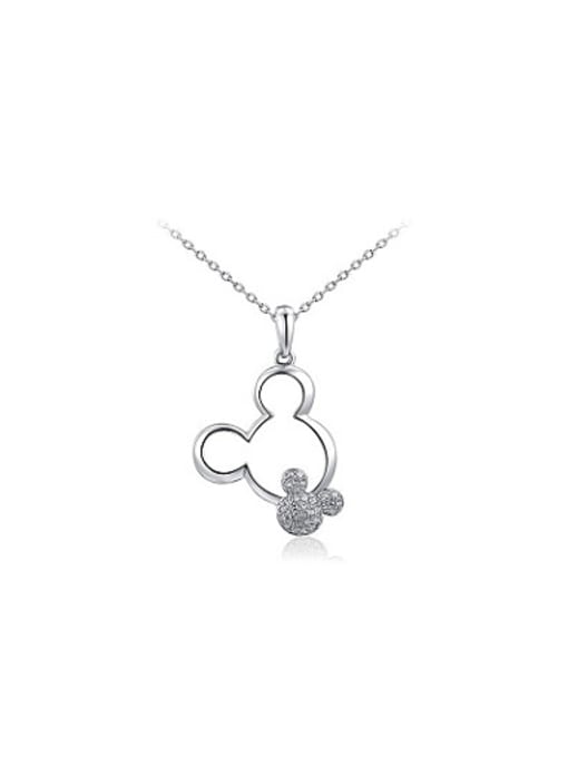 Platinum White Gold Plated Mickey Mouse Shaped Necklace