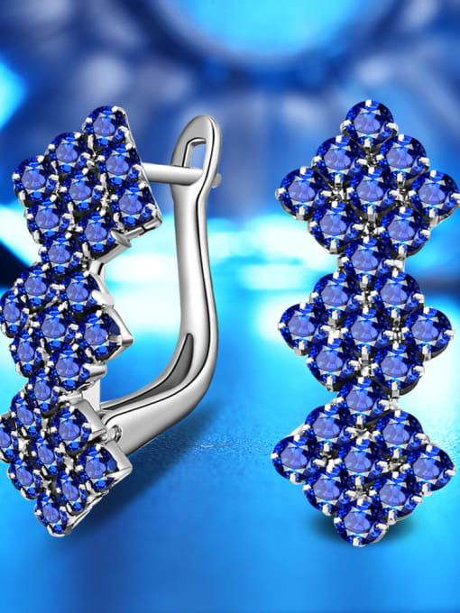 Blue Drills Fashion Crystal Classical Shining Clip Earrings