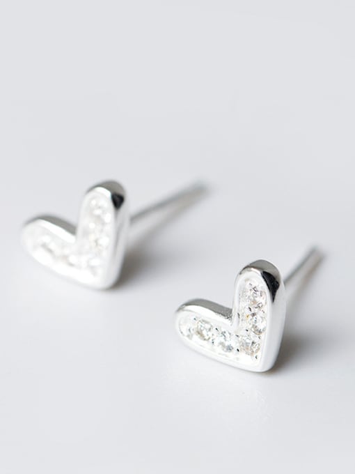 SILVER MI S925 Silver Love-shape stud Earring 1