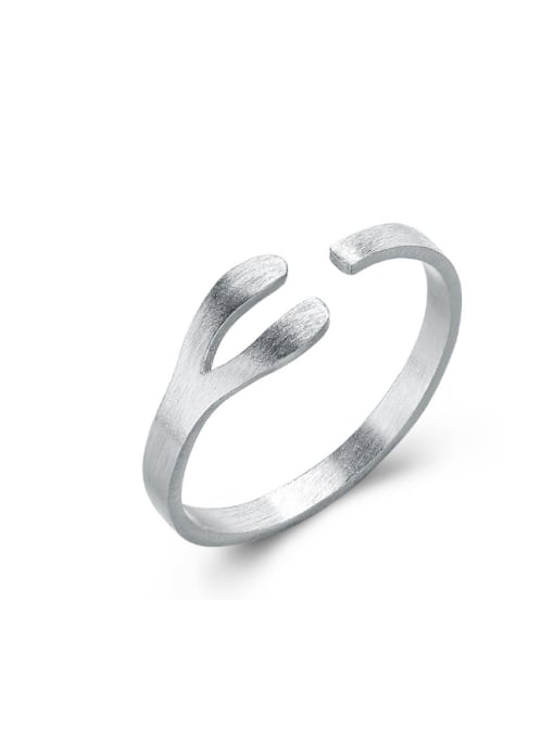 kwan Drawing Fresh Silver Simple Opening Ring 0