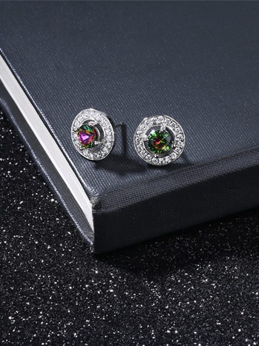 Colorful Multi Color Round Shaped Stone Stud Earrings