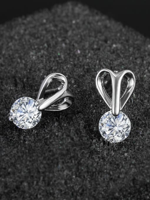 SANTIAGO Simple Little Heart Cubic Zircon 925 Sterling Silver Stud Earrings 1