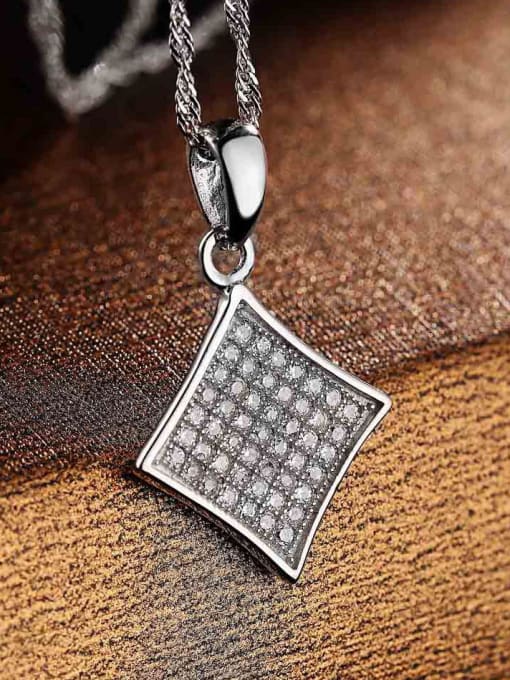 One Silver Temperament Rhombus Shaped Zircon Pendant 0