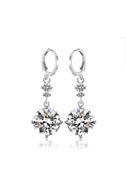 XP Copper Alloy White Gold Plated Fashion Round Zircon drop earring