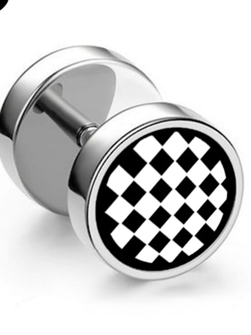 Lattice black face Stainless Steel With Trendy Square Stud Earrings
