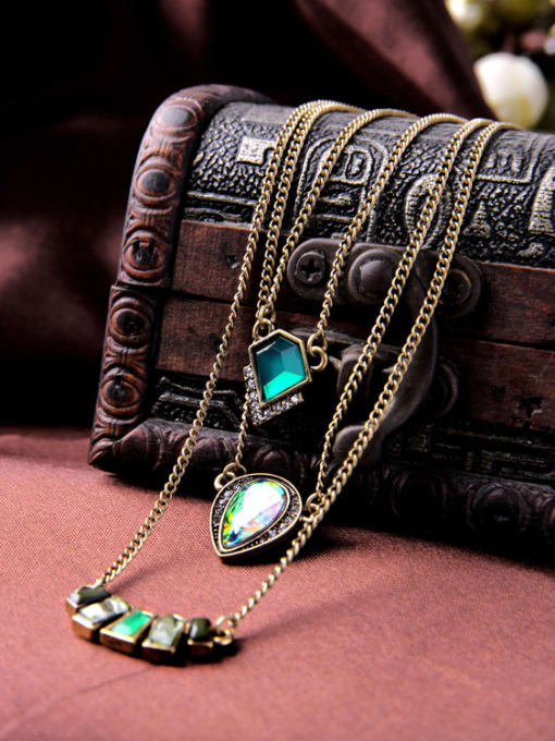 KM Exquisite Luxury Artificial Stones Multilayer Alloy Necklace 3