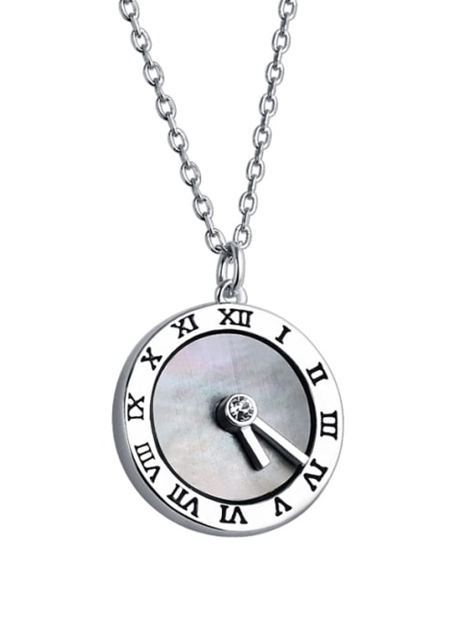 Dan 925 Sterling Silver With Shell Roman digital clock  Necklaces