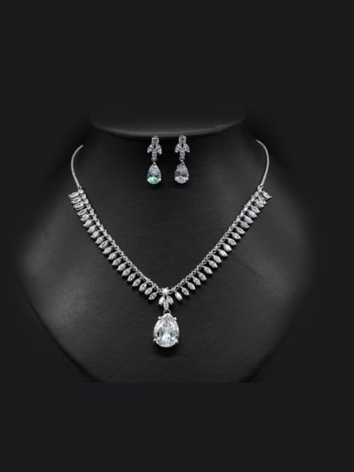 L.WIN Noble Water Drop Two Pieces Jewelry Set 0