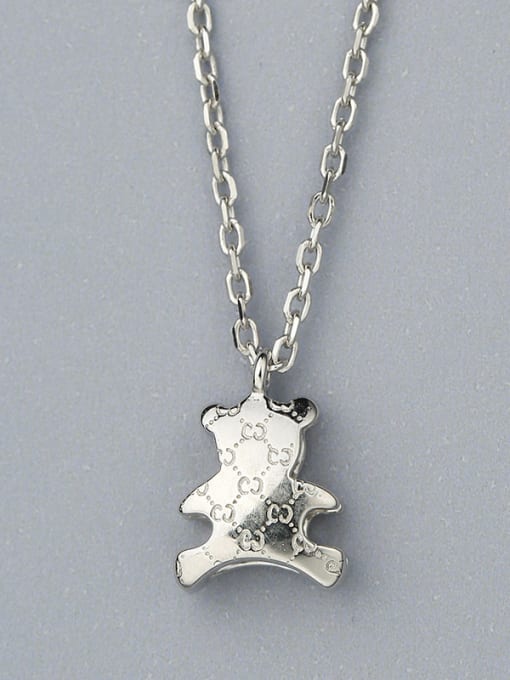 One Silver Cute Platinum Plated Bear Shaped Pendant 2