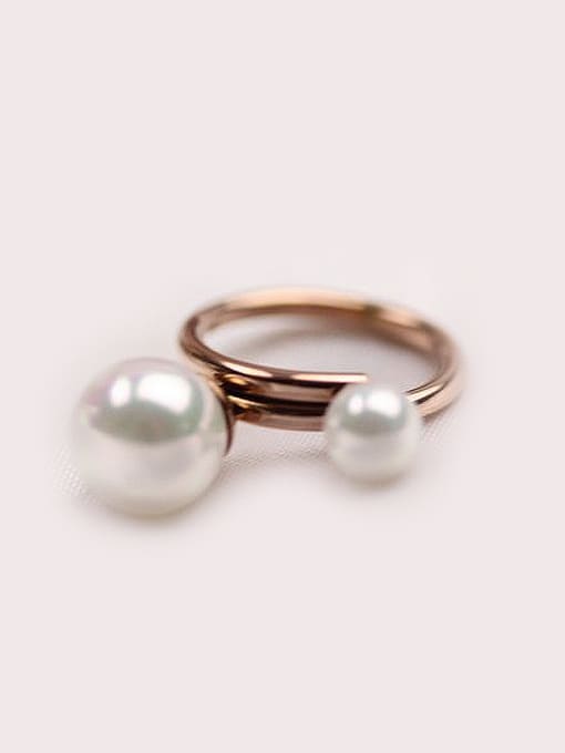 GROSE Artificial Pearls Double Lines Opening Ring 0