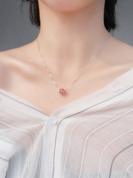 Peng Yuan Simple Round Crystal Silver Necklace 1