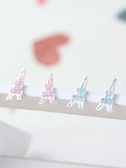 kwan Color Glue Eiffel Tower Shaped Stud Earrings 2