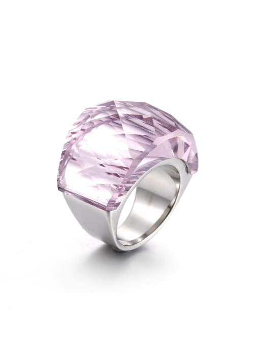 Steel Pink Stainless Steel With White Gold Plated Fashion Party Multistone Rings