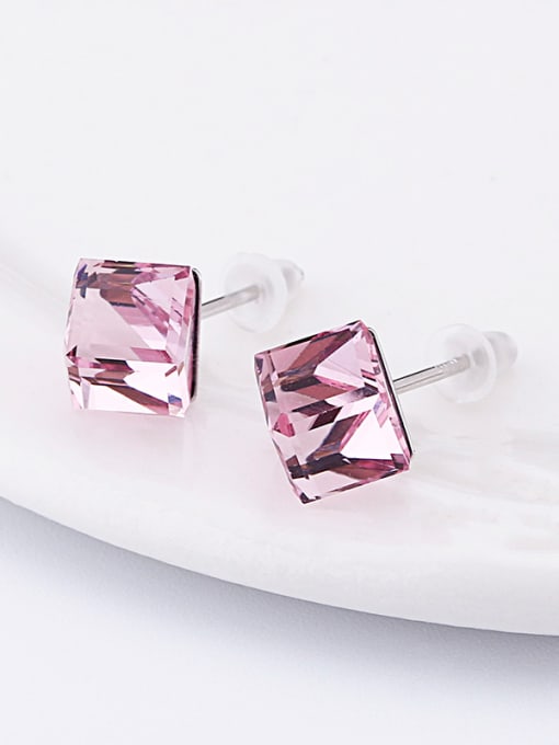 OUXI Simple Cubic Austria Crystal Stud Earrings 1