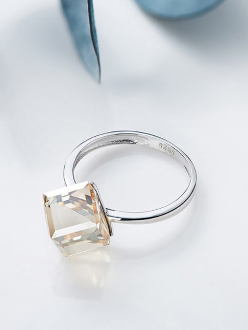 CEIDAI Simple Cubic austrian Crystal Silver Ring 2