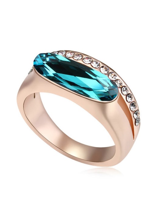 royal blue Fashion Rose Gold Plated austrian Crystals Alloy Ring