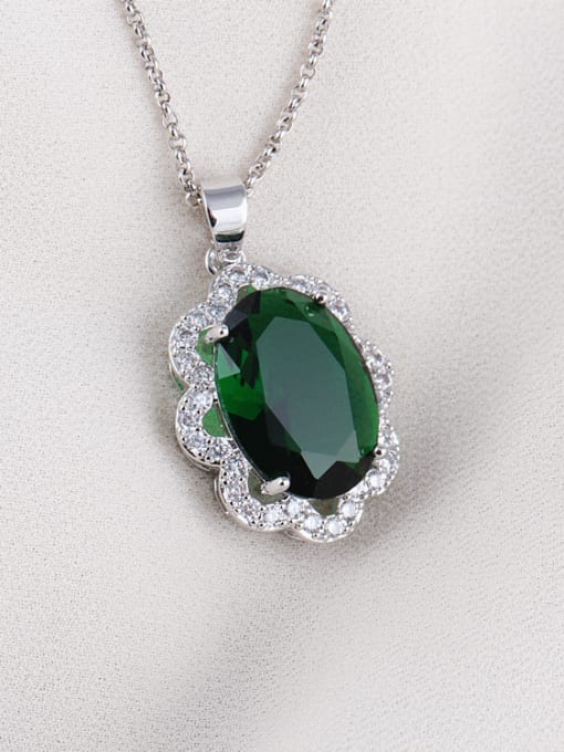 Green High-quality Zircon Exquisite European and American Quality Pendant Necklace