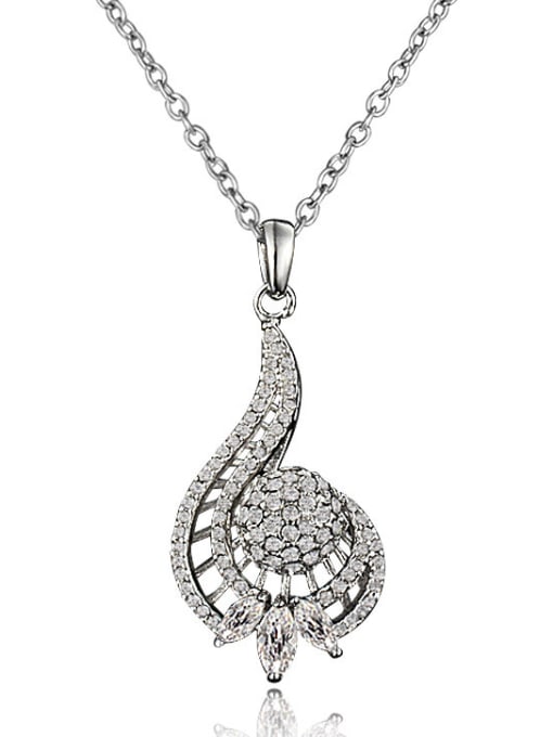 White Gold Exquisite 18K White Gold Plated Geometric Zircon Necklace