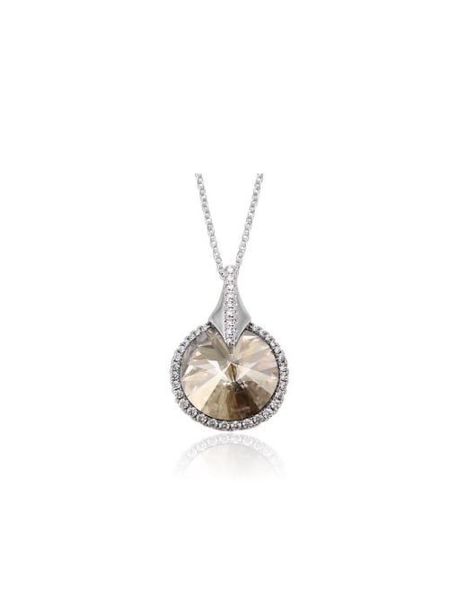 XP Copper Alloy White Gold Plated Fashion Round Crystal Necklace 0