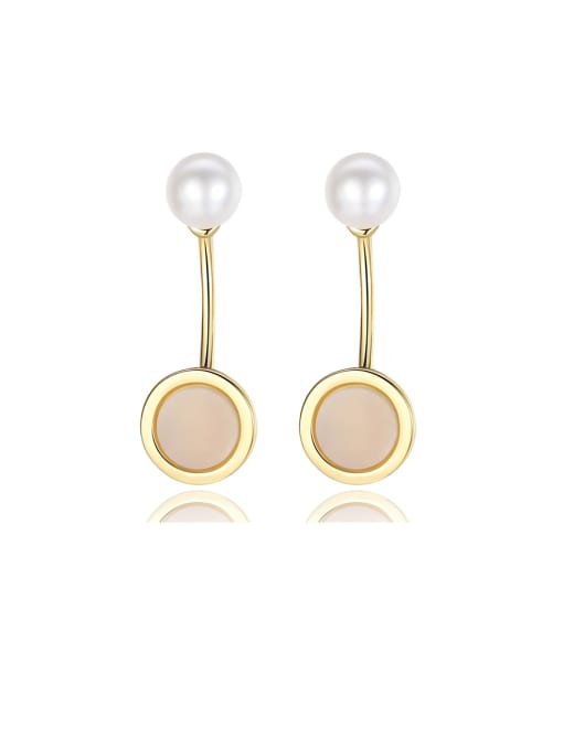 CCUI 925 Sterling Silver With Gold Plated Simplistic Round Drop Earrings 0