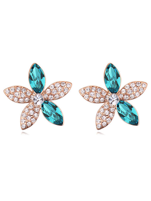 royal blue Fashion Marquise Tiny Cubic austrian Crystals Flower Stud Earrings