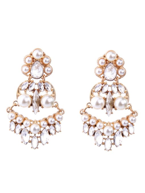 KM Retro Fashion Women Artificial Pearls Drop Earrings 0