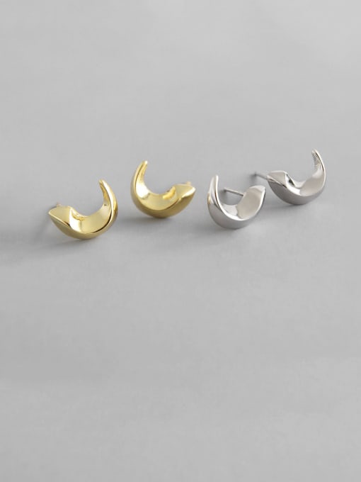 DAKA 925 Sterling Silver With Gold Plated Simplistic Irregular Stud Earrings 0