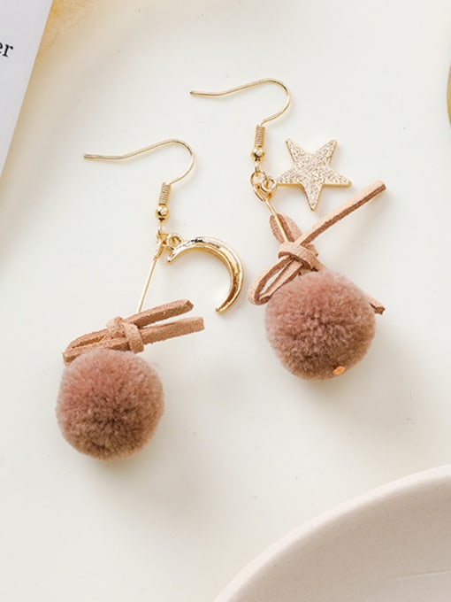 Girlhood Alloy With Rose Gold Plated Cute Round  HairballHook Earrings 3