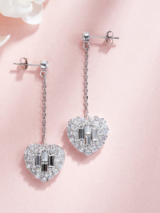 CEIDAI Fashion Heart austrian Crystals-covered 925 Silver Stud Earrings 2