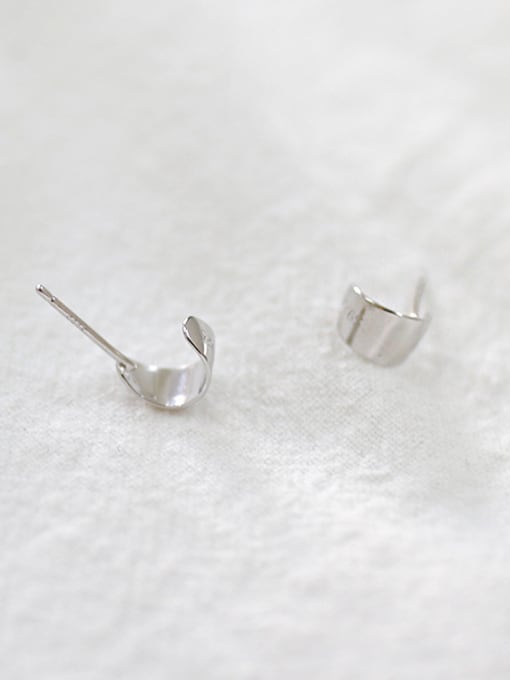 DAKA Sterling Silver personality minimalist geometric Mini Curve ear studs 2